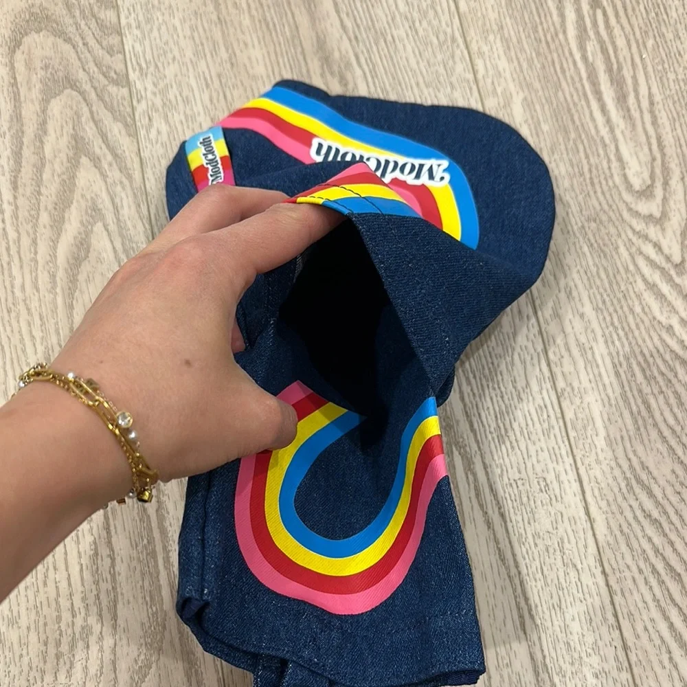 ModCloth Denim Wine Tote with Colorful Stripes
